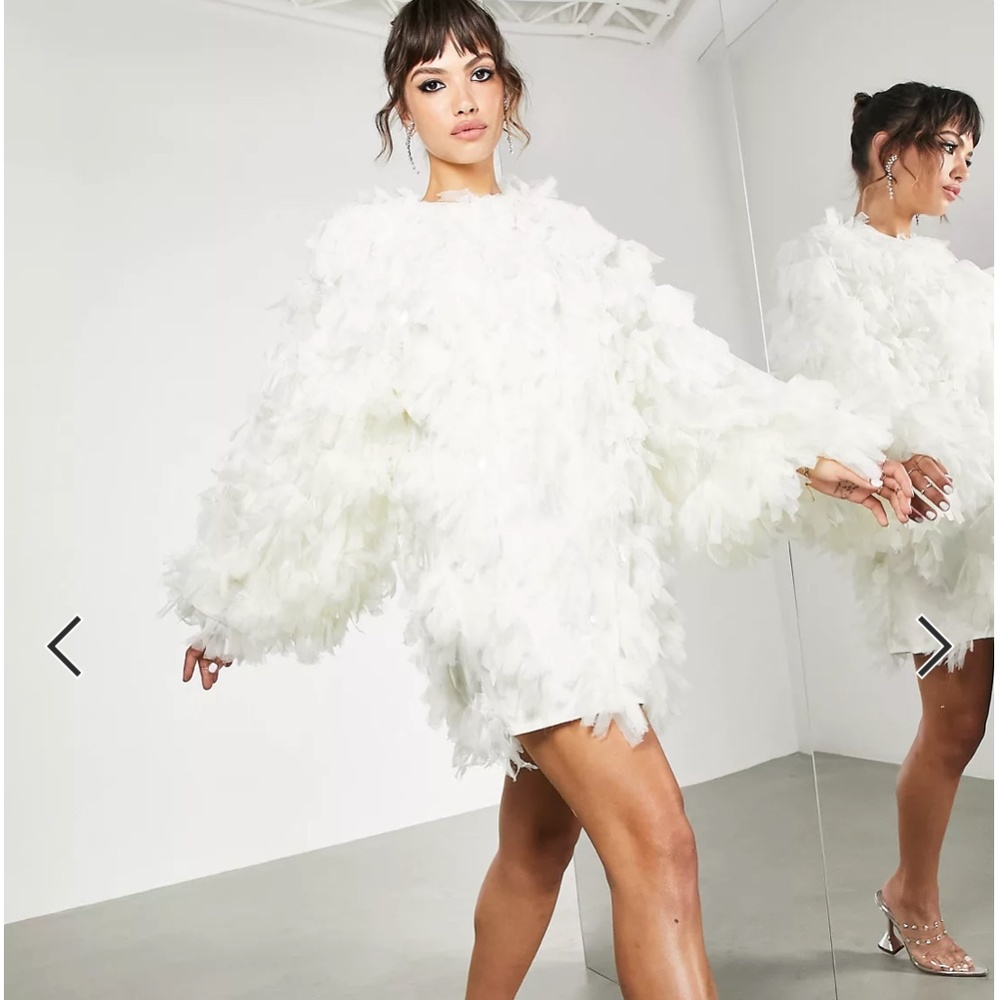 ASOS EDITION mini dress in textured mesh in ivory